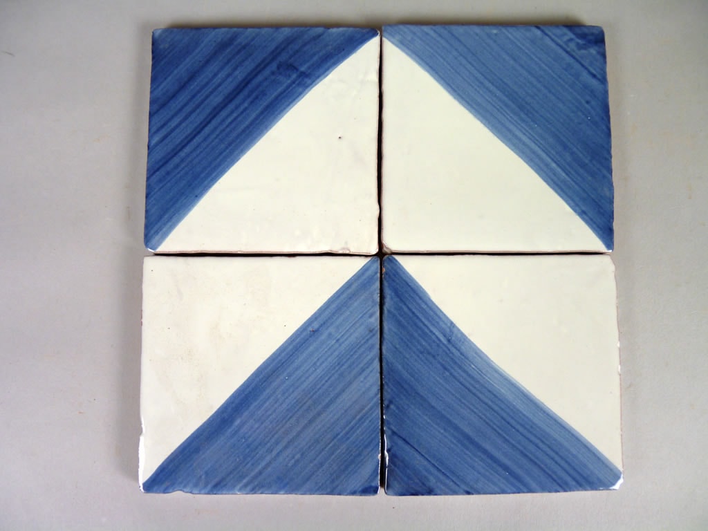 Azulejo de Cerámica Pincelado en Diagonal Mocadoret Azul Cobalto 20 x 20  cm