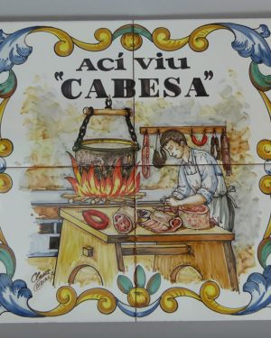 Mural de Cerámica "Oficio Carnicero y Texto"